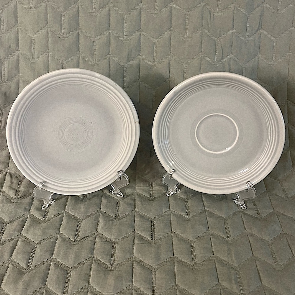 Set of 2 — Saucer + Bread & Butter Plate Original Gray Vintage Fiestaware HLC
